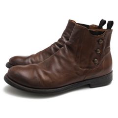 オフィチーネクリエイティブ／OFFICINE CREATIVE サイドジップブーツ シューズ 靴 メンズ 男性 男性用 レザー 革 本革 ダークブラウン 茶 ブラウン Hive Zip Button Boots ボタンブーツ プレーントゥ サイドジップ ウォ