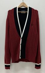 FRED PERRY フレッドペリー カーディガン ケーブル サイズM レッド ブラック SK1897/K58/00170/385