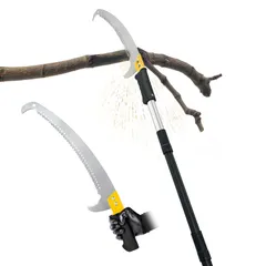 【激安】★新品★高枝ノコギリ 4.3m 手持ち&高枝両用 軽量ステンレス製 伸縮式高枝鋸 高枝切りバサミ 手動剪定 フック刃付き