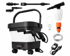 【激安】★新品★高圧洗浄機 コードレス 折りたたみ式 13L バケツ 水道接続不要【360度回転ノズルで細部まで汚れスッキリ！】