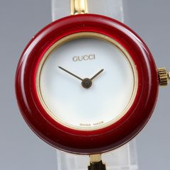 グッチ GUCCI チェンジベゼル 11/12.2 クオーツ レディース 稼働品 ホワイト文字盤