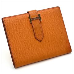 エルメス べアンコンパクト オレンジ 折り財布 60389