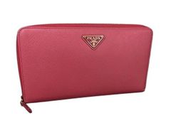 PRADA プラダ 財布 トライアングルロゴ 1M1188 ピンク サフィアーノレザー レディース 三角ロゴマーク ラウンドファスナー 長財布 オーガナイザー ゴールド金具