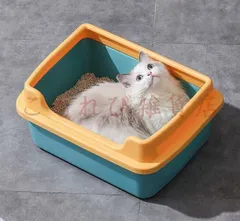 【即納】猫トイレ 大きめ ネコ 砂 小型 大型 猫 トイレ 四角 猫砂 大容量 シンプル 開放式 飛び散り防止 猫用 ネコ用品 