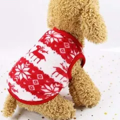 犬服 秋冬 フリースベスト 雪の結晶柄 ノルディック レッド L ペット服 ドッグウェア 防寒 アウトレット