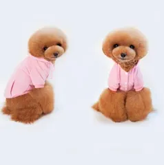 【期間限定】犬服 秋冬 パーカー 袖あり フード付き 前開き ボタン ピンク L ペット服 ドッグウェア