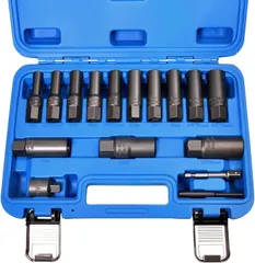 【激安】LEONTOOL ナット抽出ソケットセット 16点セット ナットツイスター スパイラルディープボルト引抜セット クロモリ