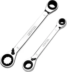 LEONTOOL ダブルボックスラチェットリンチ ラチェットメガネレンチセット 4-in-1 ストレート型 両頭ラチェッ 新着