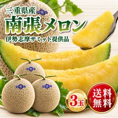 中古 【送料無料】三重県産 南張メロン3玉 数量限定 伊勢志摩サミット提供品 即納