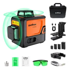 【送料無料】K◆DOVOH グリーンレーザー墨出し器 レーザーレベル 高精度 90mw 高輝度 レーザー水平器 360度 フルライン