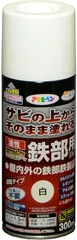 アサヒペン 油性高耐久鉄部用スプレー 300ml 白 塗料 ペンキ サビの上からそのまま塗れる 錆止め塗料 ツヤあり 1｜在庫あり