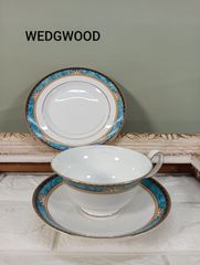 ウェッジウッド カーゾン トリオ 1客 カップ ソーサー プレート 皿 17.5cm ピオニー 廃盤 WEDGWOOD 黒壺刻印