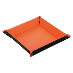 【期間限定】アクセサリートレイ 22×22×3.8cm オレンジ PUレザー