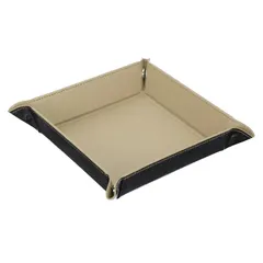 アクセサリートレイ 22×22×3.8cm カーキ PUレザー｜在庫あり