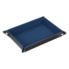 【送料無料】アクセサリートレイ 27×21×3.8cm 黒ブルー PUレザー