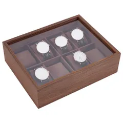 腕時計ケース 27×21.5×7.85cm 8スロット 木製 ベルベット調 携帯用｜在庫あり