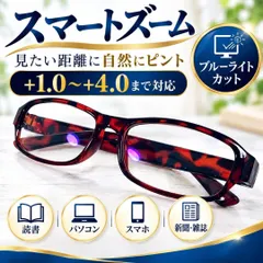 スマートズーム老眼鏡 遠近両用 ブルーライトカット べっ甲柄 CH263 新着