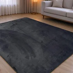 フランネルラグ チャコール 185x185cm (約 2 畳) 滑り止め付き 洗える さらフワ触感 北欧おしゃれ 床暖房 送料無料