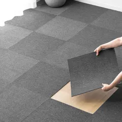 【激安】タンスのゲン タイルカーペット【防炎】【敷き詰めラクラク! 大判サイズ】50×50cm 20枚 3畳用 大判 防音 90