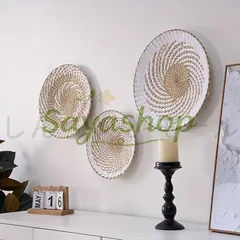 【新品?未使用】壁掛けインテリア 丸型 バスケット ウォールインテリア かご 籠 壁飾り アートパネル サークル 装飾  送料無料
