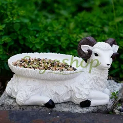 【期間限定】バードフィーダー 小鳥 野鳥 用 給餌器 餌箱 餌台えさ置き 置物 ヤギ 山羊 可愛い 餌入れ 鳥 ガーデンオブジェ イ