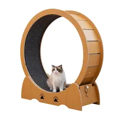 PETTOM 木製キャットホイール ネコ用 ルームランナー 木製 ランニングホイール 室内 キャットウォーク 回転 猫ホ アウトレット