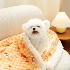 ペットブランケット Sサイズ 犬用毛布 猫用毛布 くま柄 羊ボア 厚手 秋冬用 あったか 防寒 ペットマット トイプード 送料無料