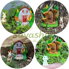 新品未使用 新品 屋外ミニ景観半面ハウス レジン工芸品 花壇卓上?植木鉢用ハウスウィンドウ装飾 送料無料