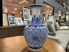 【送料無料】H-10027 中国 青花 花瓶 高さ42㎝ フラワーベース 壺