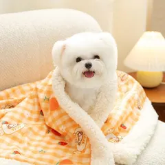中古 ペットブランケット Lサイズ 犬用毛布 猫用毛布 くま柄 ボア素材 厚手 秋冬用 あったか 防寒 ペットマット トイプー 即納
