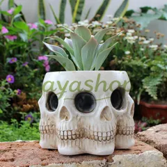 【即納】新品未使用 新品 多面体植木鉢 レジン製家庭用花壇多肉植物鉢 ハロウィン装飾用