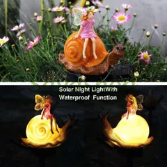新品未使用 フェアリーソーラーライト レジン製牛フェアリー彫刻 屋外ヴィラ庭園装飾用 アウトレット