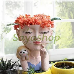【送料無料】新品未使用 七夕ギフト 子犬少女レジン植木鉢 栽培用花壇多肉植物卓上盆栽用レジン工芸品