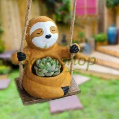 新品未使用 直供 動物型多肉レジン植木鉢 キャラクター可愛い個性的ブランコ型植木鉢 吊り下げ可 アウトレット