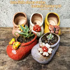 プランター 鉢植え 植木鉢 フラワーポット ガーデニング 靴型 靴 くつ 2足 オブジェ 多肉植物 観葉植物 インテリア｜在庫あり