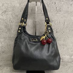 상태좋음 COACH Y2K Madison Black Leather Tote Bag コーチ トートバッグ マディソン パイソン レザー 黒 ブラック