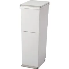 中古 キッチンのすき間を活かせるスリムな縦型2段ゴミ箱 分別ダストボックス 38L ホワイト ペダル式 省スペース 台所 ごみ 即納