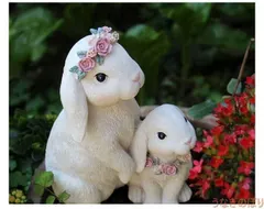 【新品未開封未使用】ウサギの置物 親子うさぎ かわいい 店舗装飾品 保育園 園芸 装飾 新着