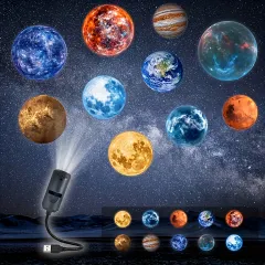 【送料無料】ムーン USBプロジェクターランプ 10枚画像交換可能【フォトシュート/ルームアンビエンス】クリエイティブパターン 3D