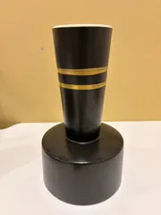 【期間限定】花瓶 黒釉 金彩ライン 陶器 花器 高さ約26cm 和モダン 箱付き