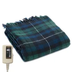 広電(KODEN) 電気毛布 ひざ掛け ネイビー チェック柄 大判 140×82cm 洗える ダニ退治 省エネ スライド 新着