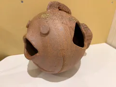 信楽焼 魚型 花瓶 花器 陶器 手作り 壁掛け 華道 インテリア 箱付き 送料無料