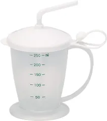 中古 【在庫セール】小森樹脂 コップ 倒れない 安定 ストロー付きコップ ホワイト 300ml 日本製 8-4235-01 即納