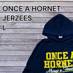 稀少 USA古着 00s スウェットパーカー 蜂プリント Y2K JERZEES ジャージーズ サイズL ネイビー メンズ ヴィンテージ