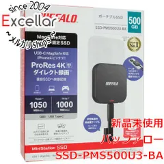 中古 [bn:0] BUFFALO　MagSafeマグネット対応ポータブルSSD　SSD-PMS500U3-BA　500GB　 即納