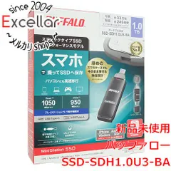 [bn:14] BUFFALO　スティック型SSD　SSD-SDH1.0U3-BA　1TB　ブラック｜在庫あり