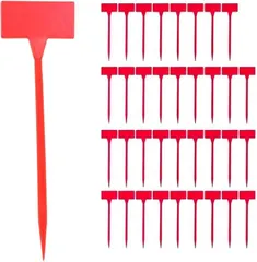 【送料無料】YourKit 園芸ラベル 植物ラベル 30cm 35枚入 T型 ネームプレート ガーデニング 防水 (レッド,  30