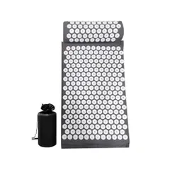 ☆新品☆指圧マット シャクティマット 枕セット 刺さり感 リラックス 収納バッグ付き60cm×40cm グレー アウトレット
