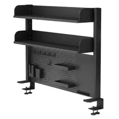 中古 ☆新品☆机上ラック 卓上ラック 有孔ボード デスクシェルフ デスク完成フルセット 幅 80cm 配線収納 カップホルダー 即納