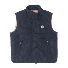 MONCLER モンクレール ベスト ネイビー 紺 4 00s ワッペン刺繍 ナイロン ダウンベスト 43312/50/68916 アウター ジャケット ブルゾン 上着 メンズ 중고